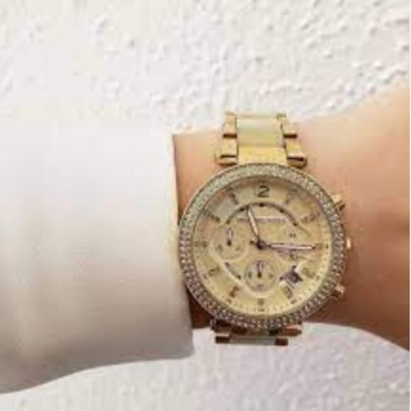 MICHAEL KORS MK PARKER 5632 BLOND TORTOISE WRIST QUARTZ BRACELET WATCH - Picture 2 of 14
